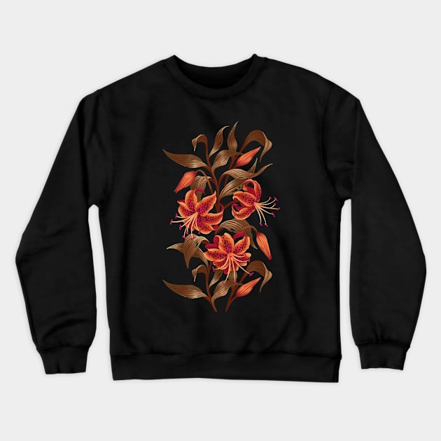 Tiger Lily - Orange Black Crewneck Sweatshirt by andreaalice